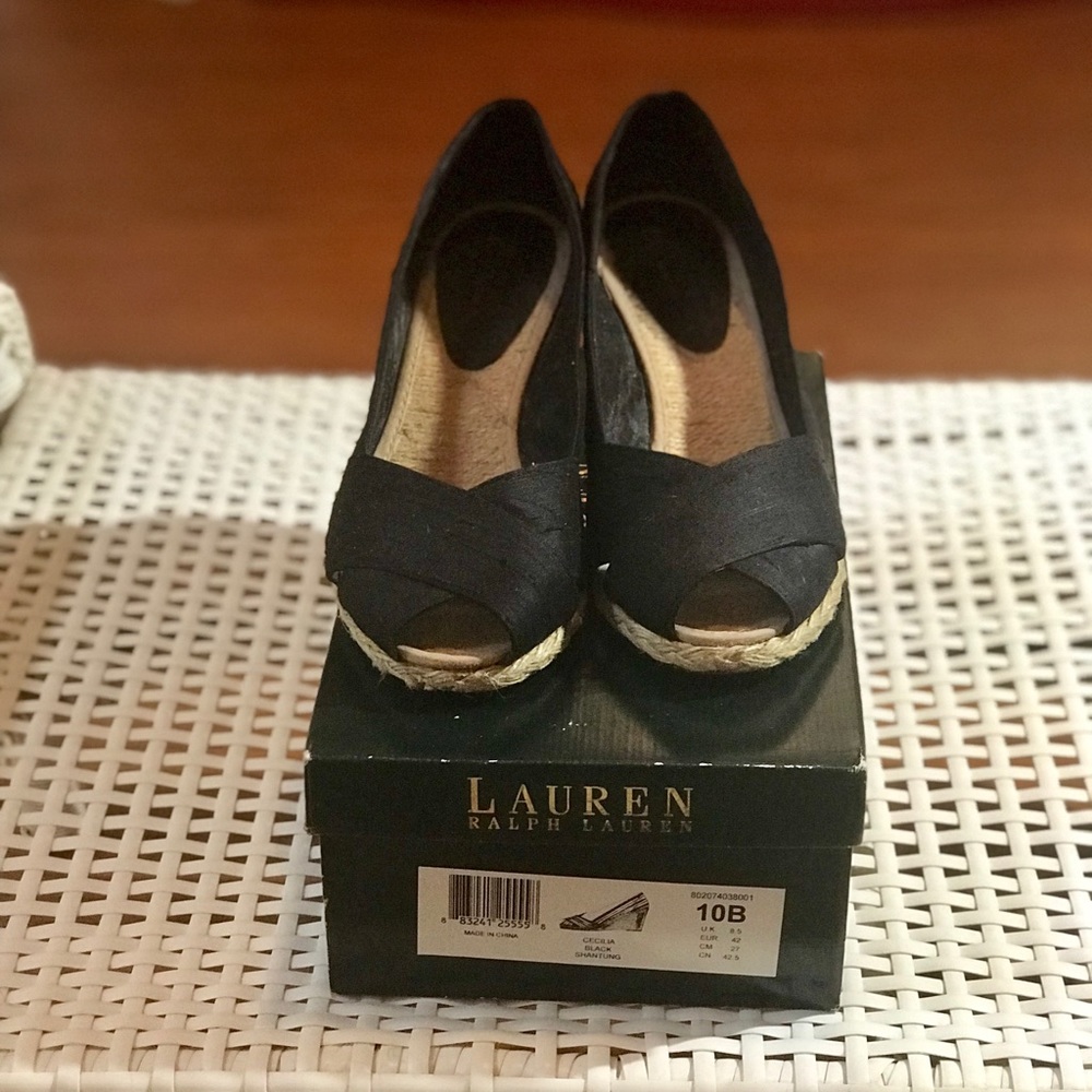 Ralph Lauren Cecilia Black Espadrilles size 10B